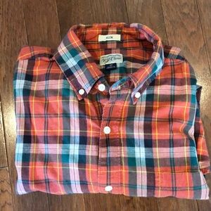 J. Crew slim plaid red shirt. Medium.